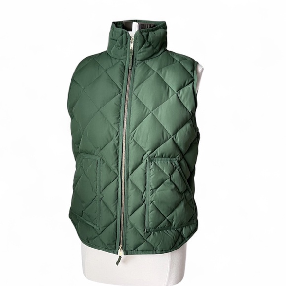 J.Crew Quilted Down Feather Puffer Vest Green Size Large Style 92465 - Picture 1 of 16